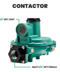 Watflow LP-Gas two-stage propane regulator, back-mount, green; 3/4 in NPT inlet and outlet