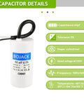 60uF 250V AC CBB60 Motor Run Capacitor Two Wire 50 60 Hz Cylinder Style with product details on a green background