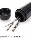 One Quarter Inch Capacity Manual Hand Drill Kit With Ten Drill Bits showing drill bit storage in handle