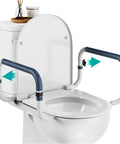 Adjustable Toilet Safety Rails For Seniors, white heavy duty grab bars with handles, easy install, designed for stability and support.