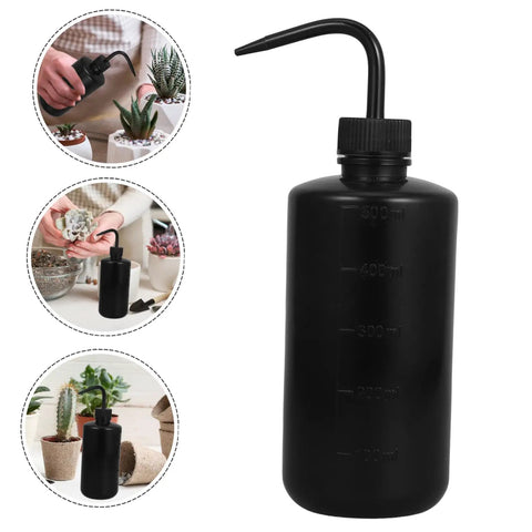 Two Pack Plastic Squeeze Bottles With Curved Nozzle For Precise Plant Watering And Cleaning, black 500ml bottle for succulents
