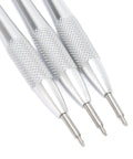 Precision Triangular Tip Watch Repair Screwdriver Set For 3235 Movements with non-slip stainless steel grips close-up