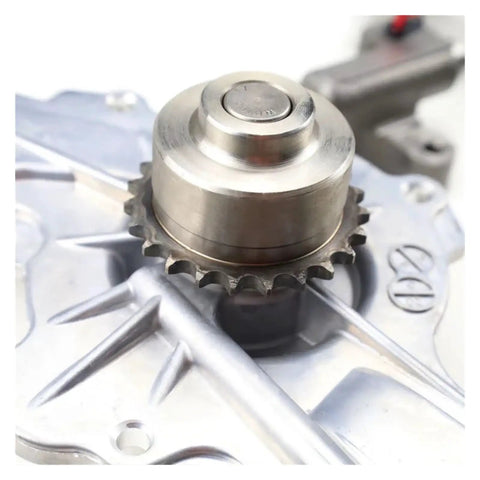 Premium Engine Timing Chain Kit With Water Pump For 2007-2010 Edge Flex Taurus Lincoln MKS MKT MKX Mazda 6 CX9 Using 3.5L And 3.7L Motors Heavy Duty Alloy Construction Ensures Long Lasting Performance And Easy Installation. close-up of metal sprocket and water pump