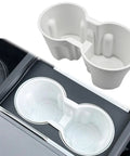 Slick Drop In Premium Soft Silicone Cup Holder Insert For Tesla Model 3 Highland 2024 And Up with washable shockproof grip in center console.
