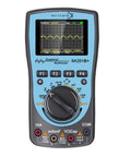 2 In 1 Oscilloscope Multimeter With 2.4 Inch Color Screen 1 MHz Bandwidth 2.5 Msps Sampling Rate For Quick Signal Capture For DIYers Auto And Manual Waveform Modes Clear Readouts For Easy Tinkering on blue device.