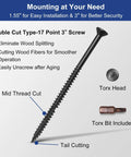 Extended Strike Plate Two And One Half Inch By Two And One Quarter Inch screw details with Torx head and mid thread cut diagram