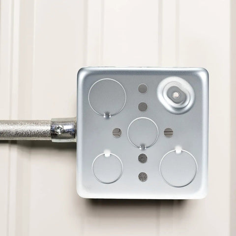 Heavy Duty 4 Inch Square Electrical Box Set 12 Pack Galvanized Metal With 21 Cubic Inch Capacity And Knockouts For Half Inch And Three Quarter Inch Wiring on wall