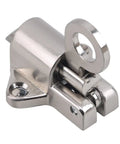 Spring Loaded Bolt Latch for Security Door Gate Zinc Alloy Pull Ring Lock, silver latch with a pull ring for secure locking.