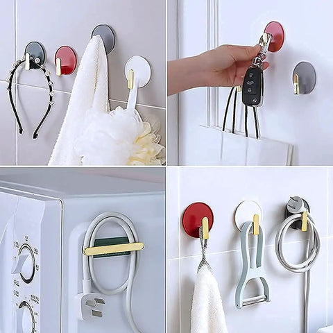 Decorative Wall Hooks Self Adhesive Heavy Duty Hanger Set for keys and towels on smooth surfaces in kitchen and bathroom.