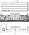 Rock Solid Xyz Axis Linear Stage With Sfu1605 Ball Screw And Hgh20 Guide Rail For Cnc Rigs 1000Mm Long Throw detailed view with dimensions.
