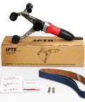 Pro Grade Stainless Steel Pipe Belt Sander Polisher with 110V 800W power, box, alumina oxide belt, silicon carbide wheel shown