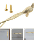 Dope Brass Bird Shape Cabinet Handles With Golden Finish, Sleek And Unique Design, with included screws, for home and office use.
