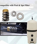 Rock Solid Brass Spring Barrel Nut Assembly For DE Pool Spa Cartridge Filters with spring, nut and seals showing compatibility.