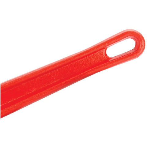 Close-up of handle of Heavy Duty Adjustable Straight Pipe Wrench 8 Inch With 1 Inch Jaw Capacity Grips Like A Boss Durable Enamel Finish