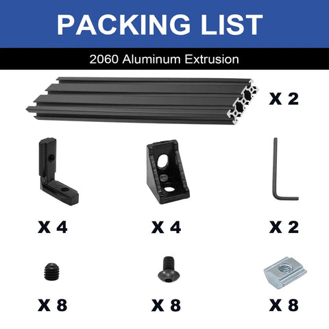 2Pack 2060 T Slot Aluminum Extrusion 300mm Black For 20x60 T Slotted Framing European Standard Anodized Linear Rail DIY Kit