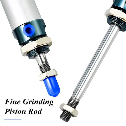 Close-up of Heavy Duty Built To Last 25mm Bore 125mm Stroke Pneumatic Air Cylinder with fine grinding piston rod