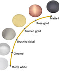 Color variations of tub drain finishes including brushed gold, chrome, and matte black, illustrating options for upgrading bathrooms.