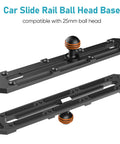 Car slide rail ball head base compatible with 25mm ball head, black aluminum accessory rail with mounting slots