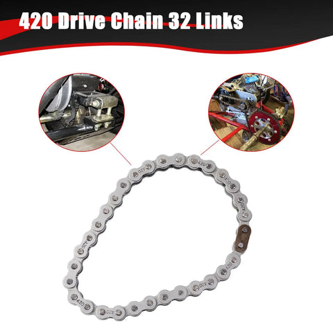 Beefy Heavy Duty Drive Chain For Coleman KT196 CK196 Go Kart And Hisun HS200GK 196cc 200cc 212cc 32 Links With 8 Master Links