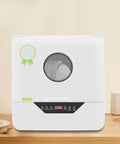 Portable Countertop Dishwasher With 360 Swishing Spray And Crisp Led Interface Nifty Compact Mini Cleaner on wooden kitchen countertop.