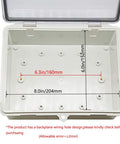 Open Rugged Outdoor IP65 Weatherproof Electrical Junction Box With Hinged Clear Cover And Two Cable Glands, interior view
