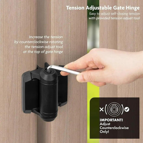 Adjusting Heavy Duty Self Closing Gate Hinges 2 Pack With Adjustable Spring Tension Built Tough For Outdoor Metal Vinyl Wood Gates