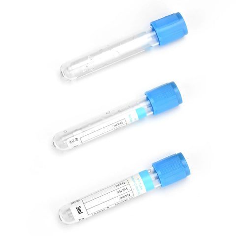 Vacuum Specimen Collection Tubes For Lab Tests And Veterinary Use 3 mL 100 Pack Wrap Packaging PET Durable Tubes with blue caps