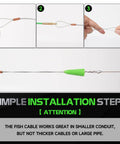 Installation steps for 45Ft Fiberglass Running Wire Cable Kit With Glow Rods And Fish Tape Pro Grade Easy Wire Puller Set