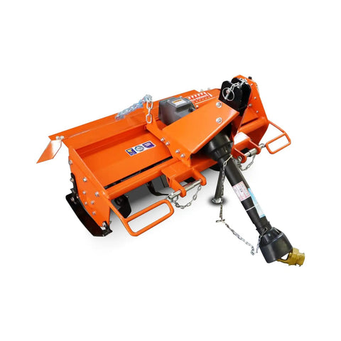 Category 1 Three Point Tiller Attachment For Tractors, PTO Driven Cultivator With 540 RPM Gearbox, 20 L Shaped Replaceable Blades