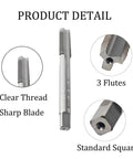 Left Hand M10 X 1.0 Tap And Die Set High Speed Steel Threading Kit showing clear thread, sharp blade, 3 flutes, square base