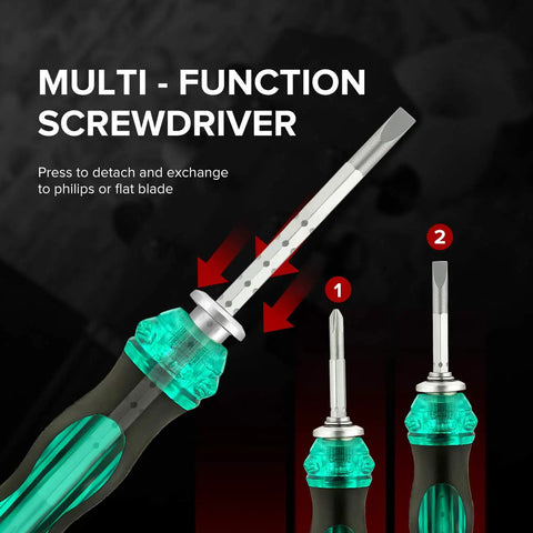Multi-function screwdriver from the All In One 25 Piece Guitar Repair Kit With Carry Case For Acoustic Electric Ukulele Bass Banjo Tools