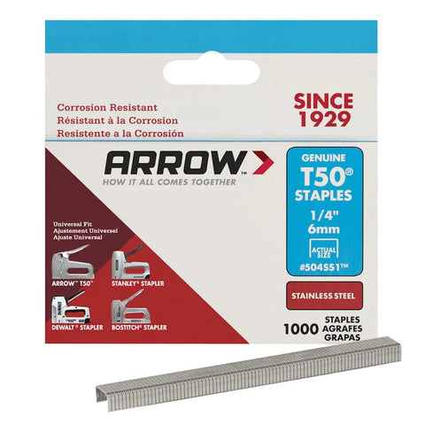 Heavy Duty Stainless Steel U Shape Staples For T50 Stapler Guns Quarter Inch Length Three Thousand Count Pack Industrial Fasteners For Garage Builds And Yard Work That Delivers Legit Bang For Your Buck in packaging.