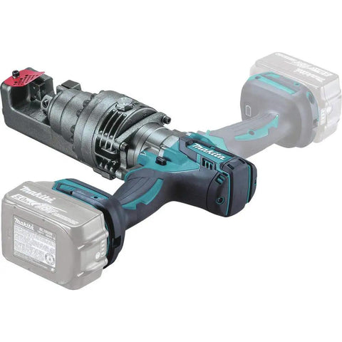 Makita XCS04Z 18V LXT Brushless Cordless Rebar Cutter With Spark Free Steel Rod Trimming Blade Tool Only Heavy Duty Power For Construction And DIY Projects high-efficiency design with battery compartment visible.