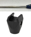 One Pack Rock Solid Conveyor Guide Rail Rod End Clamp No Sweat Swapping Fits 1/2 And 5/8 Inch Rods Compatible With Valu Guide Replaces VG-020-01, showing clamp with rod.