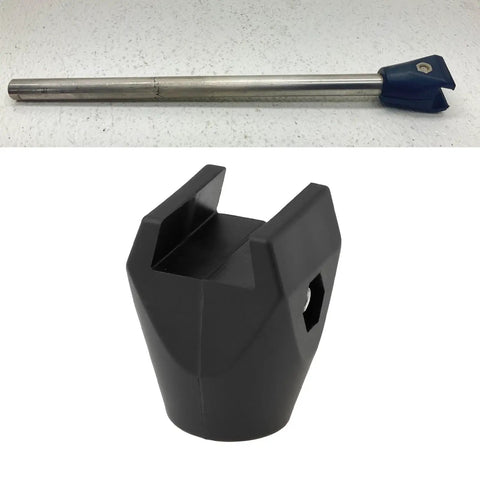 One Pack Rock Solid Conveyor Guide Rail Rod End Clamp No Sweat Swapping Fits 1/2 And 5/8 Inch Rods Compatible With Valu Guide Replaces VG-020-01, showing clamp with rod.