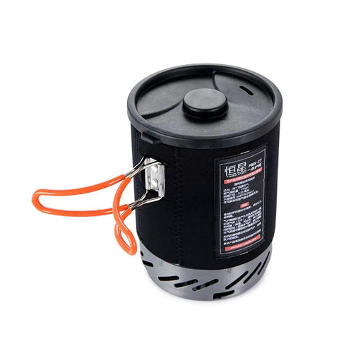 Fixed Star 1 Backpacking Stove System with black 1L pot, integrated jet burner for hiking, trekking, fishing, hunting, and emergency use.