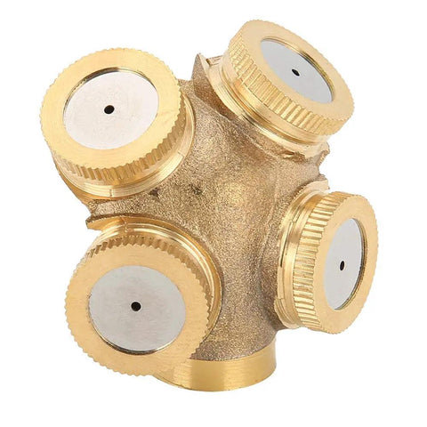 Close-up of Workhorse High Pressure Brass Sprayer Nozzle Set With Four Interchangeable Tips For Garden And Lawn Irrigation
