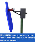 Side view of AR500 Steel Target With T Post Hanger One Half Inch Thick Torso Silhouette For Backyard And Range Target Practice