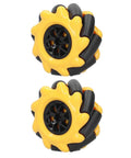 Omni Directional Mecanum Wheels Set 60mm For DIY Smart Robot Car, Rubber Coated Wheels For TT Motor with yellow and black design