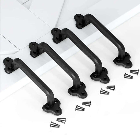 Heavy Duty 9 Inch Antique Barn Door Hardware Handle Set Of 4 Rustic Square Cast Iron Handles For Gates Garages Sheds And Furniture Black
