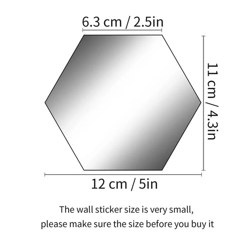 Hexagon acrylic mirror wall decal dimensions 12.6 x 11 x 6.3 cm for 24 Piece Hexagon Acrylic Mirror Wall Decals Set For Living Room And Bedroom Self Adhesive Removable Reflective Stickers With Protective Film For Clear Mirrors And Easy Peel Decor Upgrade