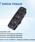 Power Window Switch With Door Lock For Dodge Ram 1500 2500 3500 Quad Cab Crew Cab Pickup 2009 2010 2011 2012 Replacement 4602863AB 4602863AC
