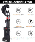 Upgraded 120KN Electric Hydraulic Cable Lug Crimping Machine With LCD Display And Two Rechargeable Batteries For Terminal Pliers 16-400mm Square Millimeter Crimper With Twelve Dies Fast Power Tool, showing ergonomic design and features.