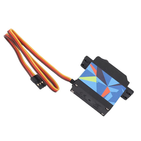 Heavy Duty 35 Kilogram Digital Servo Motor With Legit Steel Gears And An Aluminum Housing For One Ten Scale RC Builds, top view with wires.