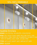 Dimmable H Track Lighting Heads With Adjustable 330 Degree Rotation And 90 Degree Tilt For Precise Accent Lighting, CRI 90 Plus LED Track Fixtures, 4000K Daylight, 120V Halo Type, White, 10 Pack with compatible dimmer list.