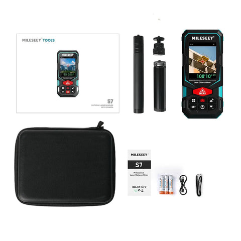 Outdoor Laser Measure 330 Feet With Cam Viewfinder And Adjustable Aluminum Tripod Portable Handle And Protective Case For Easy Outdoor Measuring Long Distance Accuracy To One Sixteenth Inch PowerBurst PowerChirp Tech, case and accessories