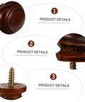 Close-up views of Eight Pack Round Wood Door Knobs for Drawers, Wardrobes, Cabinets, and Closets with smooth finish.