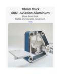 1500W Brushless Mini Electric Belt Sander With 36 By 2 Inch Wide Belt And Swiveling Grinder Head, showing 6061 aluminum base and sanding belt.