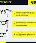 Instructions for using Tool Lanyard With Single Aluminum Carabiner And Adjustable Loop For Handy Hand Tools on scaffolding