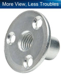 Pack Of Five M12 Brad Hole Tee Nuts Heavy Duty Industrial Grade Carbon Steel Furniture Hardware close-up showing thread and mounting holes.